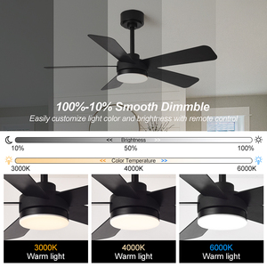 Đen felier quạt trần với ánh sáng 42 52 trong quạt trần ánh sáng với điều khiển từ xa LED Đen Quạt trần đèn cho phòng khách - Product Image 4
