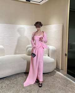 Gaun pesta Tahun Baru 2026 disesuaikan-gaun malam tanpa tali panjang lantai, gaun <span class=keywords><strong>Prom</strong></span> lengan penuh, mantel terbungkus mode sederhana - Product Image 6