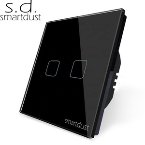 Smartdust EU 2 <span class=keywords><strong>Gang</strong></span> <span class=keywords><strong>3</strong></span> <span class=keywords><strong>Way</strong></span> Stair Interruptor de pared táctil capacitivo Vidrio templado 10A Max. 2 Vias Light Interruptor intermedio - Product Image 2