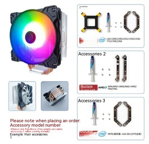 Refroidisseur de processeur supérieur pour ordinateur en cuivre, personnalisé OEM, TDP95W, pour PC de jeu, <span class=keywords><strong>RGB</strong></span> 3PIN, roulement fluide, économique - Product Image 2