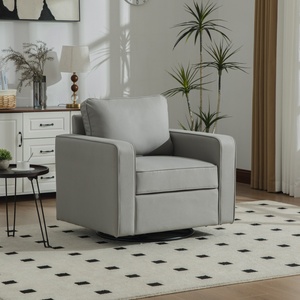 <span class=keywords><strong>Fauteuil</strong></span> pivotant moderne rembourré avec rangement dissimulé, <span class=keywords><strong>accoudoirs</strong></span> en tissu technique, chaise de détente pour salon en gris - Product Image 1