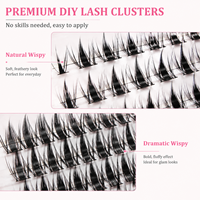 Extensions de cils synthétiques faites à la main, boucles en D, en forme de W, grappes de cils féériques, kit DIY, tige en coton noir, réutilisables, style Manga effilé