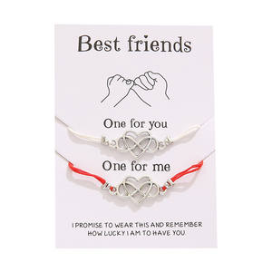Vente chaude meilleurs amis amitié coeur Couple bracelet à breloques personnalité Simple Antique argent plaqué alliage de Zinc avec cartes - Product Image 5