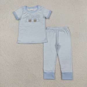 Top adorable para niña pequeña, estilo boutique, azul, con estampado de conejito de Pascua y flores, ropa para niños pequeños. - Product Image 3