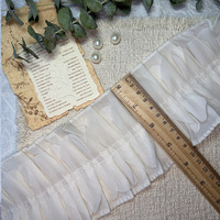 Dentelle à volants 3D froissée double couche, dentelle à double frange en chiffon à pétales, accessoires DIY Lolita pour poignets et ourlets de jupe