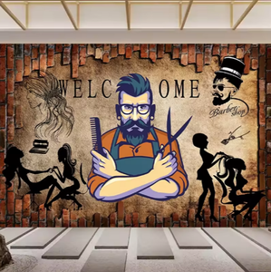 Calcomanía <span class=keywords><strong>de</strong></span> pared <span class=keywords><strong>de</strong></span> barbería Peluqueros profesionales Barbería Corte <span class=keywords><strong>de</strong></span> pelo <span class=keywords><strong>de</strong></span> hombre Mural <span class=keywords><strong>de</strong></span> pared <span class=keywords><strong>de</strong></span> bienvenida Decoración grande - Product Image 3