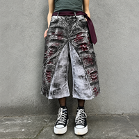 DiZNEW – Nouveaux shorts en jean déstructurés et déchirés pour hommes, style streetwear, coupe ample, superposés, rouges, BSCI
