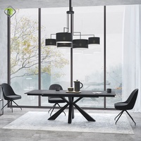 Ensemble table et chaises de salle à manger en ardoise simple, style moderne minimaliste, table rectangulaire en métal noir nordique pour la maison
