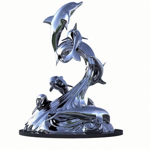 Fuente de Agua Decorativa de Acero Inoxidable 304 con Forma de Delfín, Acabado Espejo, para Jardín, Piscina o Cascada - Product Image 1