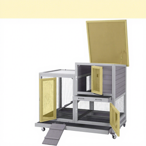 <span class=keywords><strong>Cage</strong></span> à lapins et <span class=keywords><strong>cage</strong></span> à cochons d'Inde sur roulettes avec fermeture à loquet, design rectangulaire, deux plateaux, utilisation intérieure/extérieure - Product Image 5