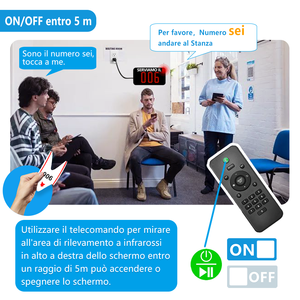 Draadloze nummermachine, wachtrijoproepsysteem met ticketdispenser, Italiaanse stem & 3-cijferig display voor bank en restaurant - Product Image 2