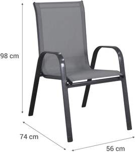 Sillas de Patio Apilables con Reposabrazos, Muebles de Exterior Duraderos para Jardín/Interior/Exterior - Silla de Jardín Gris Claro y Negra - Product Image 6