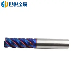 Nano Blue Coated Carbide Milling Cutter High Hardness HRC65 Diameter D4MM
