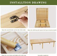 Boîte en bois pliable de style bohème, artisanat en bois, table de pique-nique portable en bois avec pieds réglables, adaptée au camping