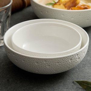 Rock Customized White Porcelain Noodle <b>Soup</b> Salad Bowls Sustainable Dinnerware Europe Design Style Party Food Serving Ceramic - Product Image 2