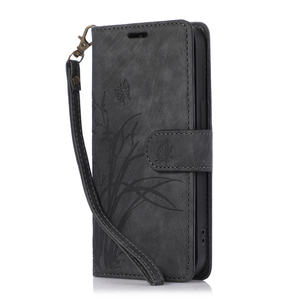Pour <span class=keywords><strong>Samsung</strong></span> <span class=keywords><strong>S10e</strong></span> anti-dérapant mat Flip Folio PU cuir papillon orchidée motif fente pour carte portefeuille <span class=keywords><strong>pochette</strong></span> coque de téléphone - Product Image 2