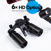 6X Prismatic Binocular Dental Loupes With Cordless Headlight Ergonomic Magnifier for Endodontic and Restorative Dentistry