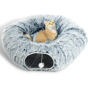 Penjualan laris Aksesori hewan peliharaan tertutup bentuk ban donat aksesoris Felt parcotas terowongan kucing tempat tidur