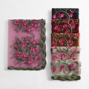 Women Fashion Nylon Embroidery Long Scarf Breathable Lightweight Versatile Comfort <b>Shawl</b> Head <b>Wrap</b> - Product Image 1