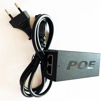 Adaptador de Corriente Gigabit RJ45 de 52 V CC y 30 W a través de Ethernet, Inyector PoE Activo de 220 V para Sistemas IP CCTV