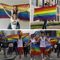 Drapeau arc-en-ciel double face 3x5 pieds 100% polyester résistant à la décoloration pour l'extérieur, bannière LGBT LGBTQ pour lesbiennes et transgenres