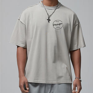 100% Jersey lavado de algodón estampado personalizado cuello redondo gimnasio camisetas hombres mujeres moda patrón sólido manga corta de gran tamaño deportivo - Product Image 1