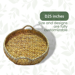 Venta al por mayor de bandejas redondas de alta tela para servir con agua de Jacinto y manijas de cesta de frutas para el almacenamiento de la cocina del hogar buen precio - Product Image 4