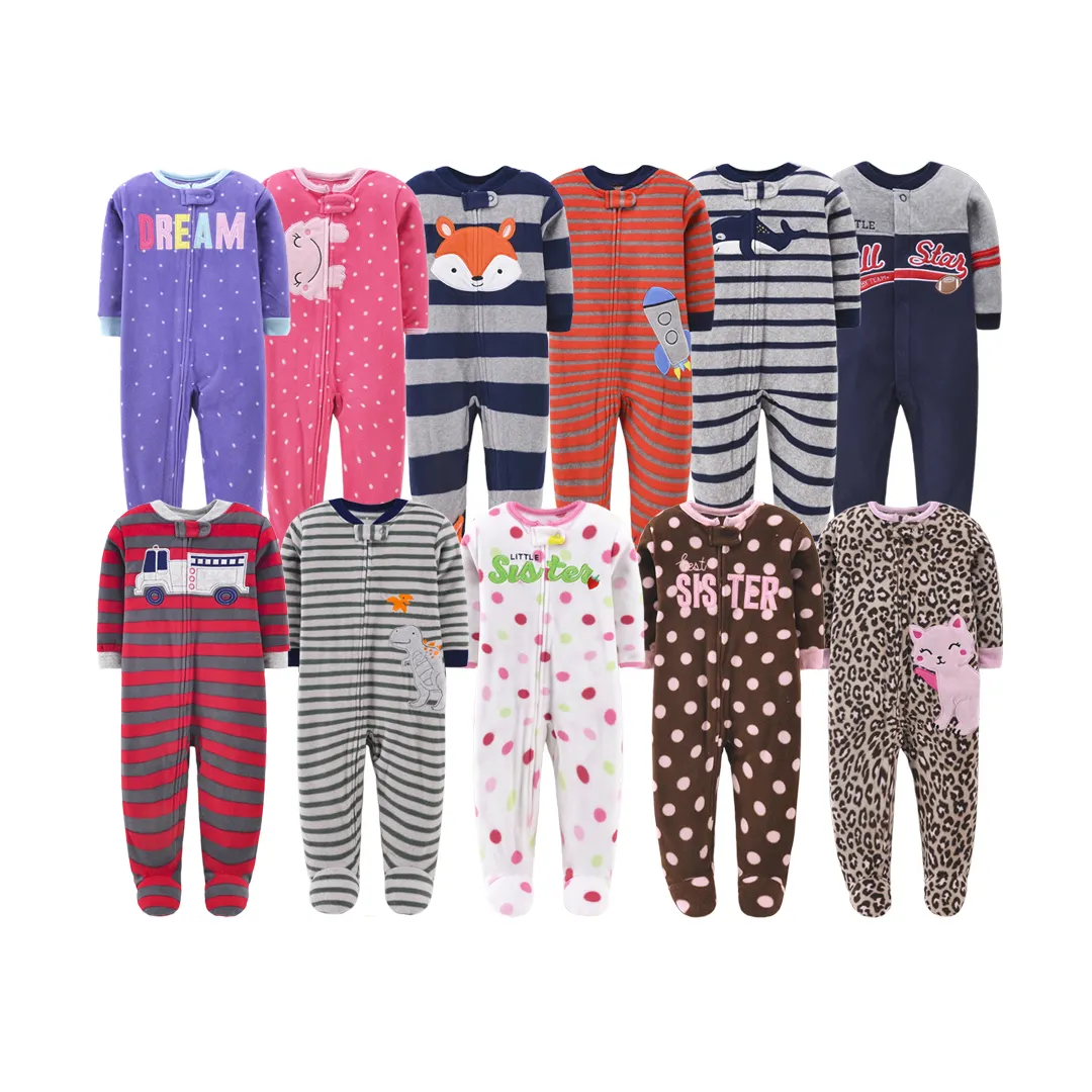 2021 Autumn Winter Warm Wool Baby Clothing 0-1 Year Girl & Boy Baby Footed Pajamas Zip Polar Fleece Long Sleeve Newborn Rompers