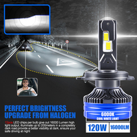 Lampu sorot Led otomatis L120 Super terang, lampu sorot depan 24 volt cahaya depan India 40000 Lumen h4