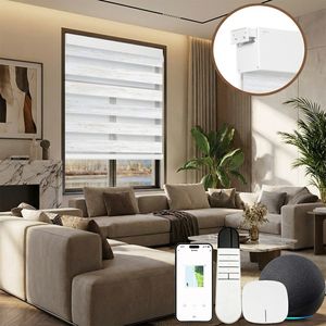 Persianas Zebra Modernas, Sin Taladro, Sin <span class=keywords><strong>Herramientas</strong></span>, Inteligentes, Motorizadas <span class=keywords><strong>con</strong></span> WiFi, Control Remoto, <span class=keywords><strong>Panel</strong></span> Solar para Sala de Oración - Product Image 5