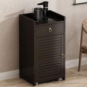 Soporte portátil para té con tetera y gabinete para uso en la sala de estar del hogar, material de bambú con tapa y acabado de pintura horneada. - Product Image 3