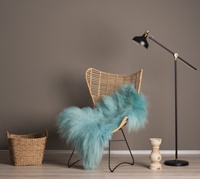 Tapis en peau de mouton islandaise teinte turquoise de style scandinave, à poils longs, doux et adaptés aux animaux domestiques, pour salon et espace de prière