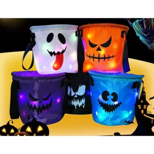 Cesta de Dulces de Halloween Luminosa Personalizada, Bolsa de Truco o Trato con LED, Cesta Multiusos para Niños - Product Image 1