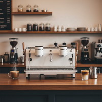 Máquina de Café Espresso Comercial de Doble Grupo, 12L, con Triple Caldera y Pantalla Independiente para Cafetería