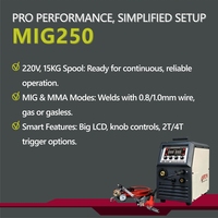 APEXYN Mesin Las Inverter Industri MIG250 220V MIG MAG MMA Kawat 0.8/1.0mm Gulungan 15KG Tugas Berat 250AMP Pengelasan Waktu Panjang