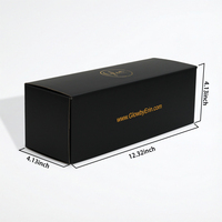 Boîte longue en carton ondulé de qualité supérieure, noir mat avec estampage à chaud en or, pour cosmétiques
