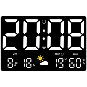 Reloj de Pared Digital Grande con Siete Idiomas, Pantalla LED Grande con Día y Fecha, Temperatura, Espejo, Decoración para el Hogar - Product Image 1