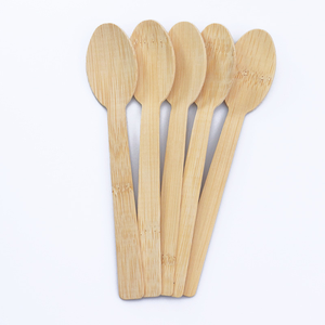 Ensemble de couverts jetables en bambou 100% biodégradable, logo personnalisé, cuillères écologiques - Product Image 1