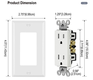 Presa a Muro Americana in Plastica NEMA5-15R Certificata UL/CUL, 15A 125V, per Uso Domestico - Product Image 4