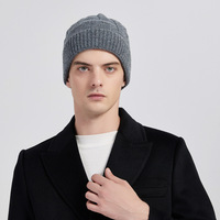 Bonnet en tricot jacquard épais pour homme, 100 % laine, style urbain, chaud pour l'automne/hiver, motif pois et fruits