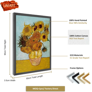UNIART puro fatto a mano Van Gogh riproduzione del fiore del sole pittura a olio 100% dipinto a mano impressionismo acrilico Artwork decorazione della parete - Product Image 3