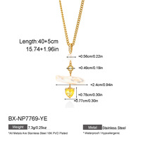 Collier en acier titane zirconium en forme de cœur avec perle d'eau douce, accessoire en acier inoxydable plaqué or 18 carats