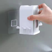 Distributeur Automatique de Dentifrice et Porte-Brosses à Dents Mural Blanc pour Salle de Bain - Ensemble Organisateur avec Gobelet pour Douche