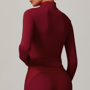 Col montant séchage rapide vêtements de Yoga à manches longues vestes chaudes coupe-vent pour femmes <span class=keywords><strong>manteau</strong></span> de course de <span class=keywords><strong>sport</strong></span> coupe ajustée - Product Image 3