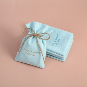 Bolsa de Lona de Lujo de Alta Calidad, Diseño Único, Color Azul Agua Claro, Mini, Pequeña, con Logotipo Personalizado, para Mujeres y Niñas, para Joyería - Product Image 2