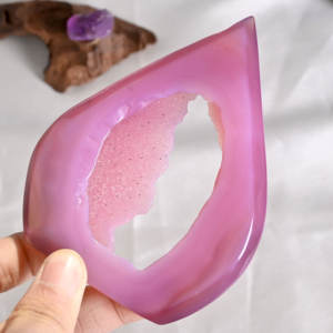 Pendentif Goutte d'Eau en Agate Rose Naturelle Druzy, Cristal de Guérison, Géode, Breloque en Forme de Larme pour Femme, Fabrication de Bijoux, Vente en Gros - Product Image 1