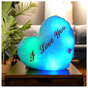 High Quality 35cm LED <b>Heart</b>-<b>Shaped</b> <b>Cushion</b> Soft Cotton Fabric Custom Plush Pillow Mesh Lining for Stress Relief Valentine's Day - Product Image 4