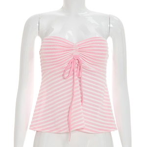 Viviblook Y26TP160 – Nouveau débardeur d'été décontracté sans bretelles avec cordon de serrage pour femme - Product Image 1