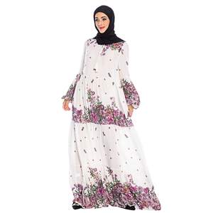 Moda de Oriente Medio <span class=keywords><strong>verano</strong></span> Abaya para adultos mujeres musulmanas ropa de talla grande <span class=keywords><strong>con</strong></span> cuello delgado mangas plisadas vestido estampado-6118 - Product Image 5