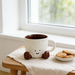 Taza de <span class=keywords><strong>Café</strong></span> de Cerámica de Porcelana Ecológica con Diseño <span class=keywords><strong>Kawaii</strong></span> de Piesitos Adorables para Té, Leche, Hogar y Oficina, Apta para Microondas - Product Image 1